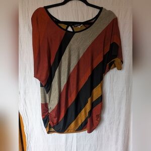 Lavish Red and Orange Diagonal Stripe Top
